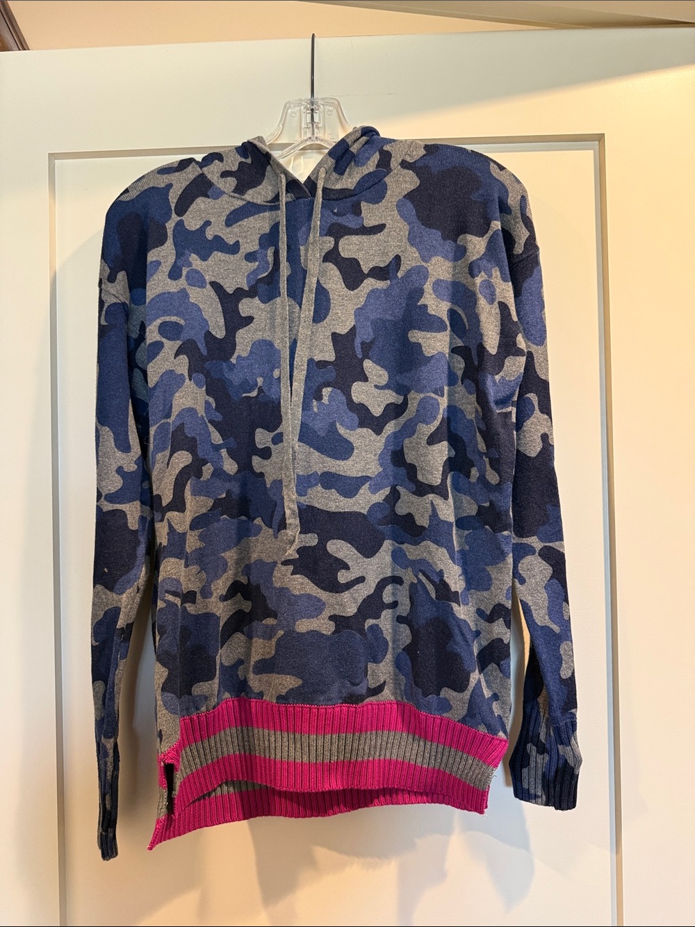 Jamison camo hoodie sweater with hot pink trim